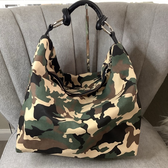 Teresa Cambi Firenze Camouflage Canvas Large Hobo - Picture 2 of 13